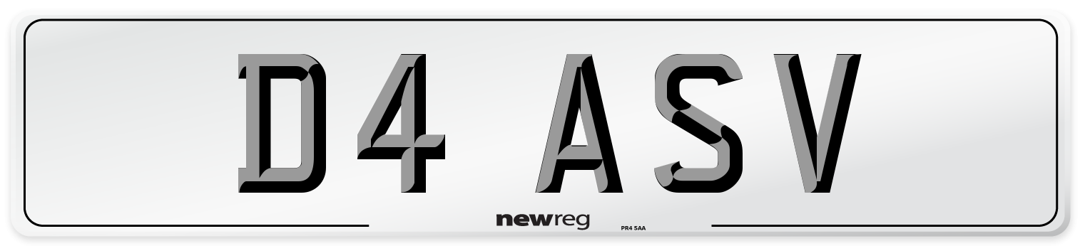D4 ASV Number Plate from New Reg